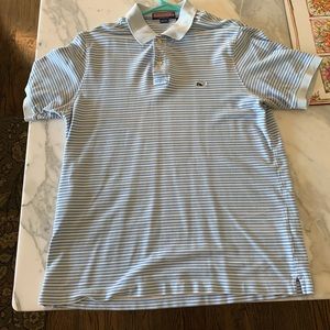 Vineyard Vines, blue and white striped polo, medium size